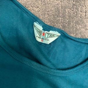 Turquoise Hard Tail puff sleeve top